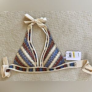 BECCA Driftwood Crochet Halter Bikini Top, Size M, NWT